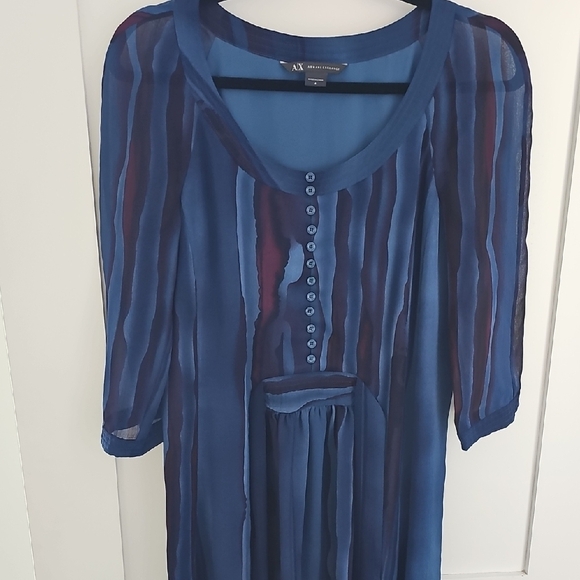 Armani Exchange Deep Blue Sheer Dress Size 4 - Picture 4 of 10